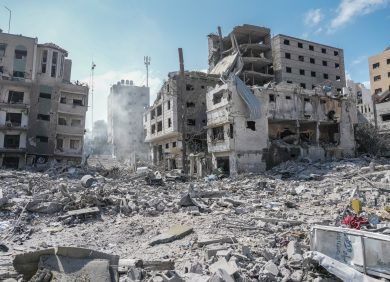 Des bâtiments détruits par les bombardements à Gaza en Palestine