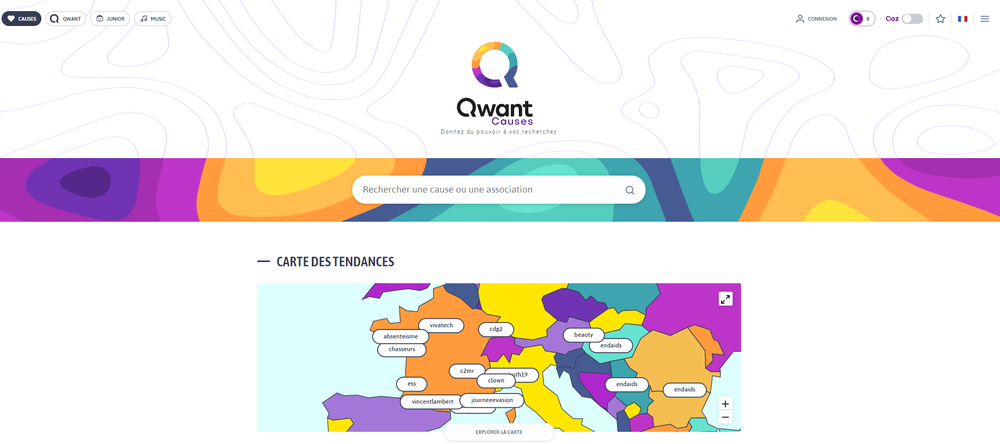 Qwant Causes vous permet de faire des dons aux associations simplement en navigant sur internet.